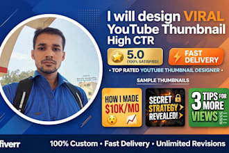 design eye catching viral youtube thumbnail