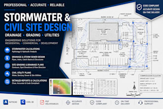stormwater calculation, civil utility plan, drainage report, site grading