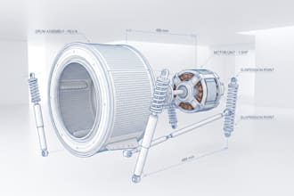 design washing machine cad models and 3d parts
