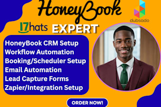 setup honeybook CRM workflow automation dubsado honeybook booking 17hat zapier