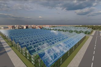 design 3d greenhouse, hydroponic farm, layout, cgi visualization, farming system
