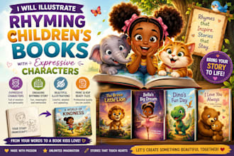 illustrate rhyming childrens books with expressive characters