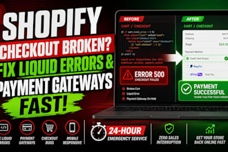 fix shopify checkout payment gateway liquid error and cart bugs