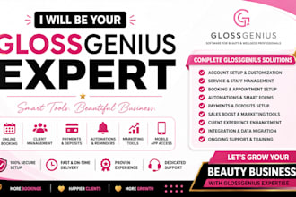 be glossgenius expert setup and customization spa beauty booking salon website
