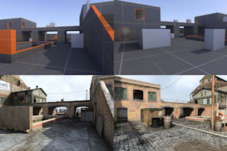 create 3d game environment, game world, level design nd unity unreal environment