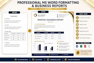 do professional word formatting and  financial reports