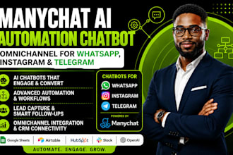 develop manychat ai automation omnichannel chatbot whatsapp instagram telegram