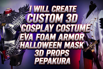 create custom 3d cosplay costume eva foam armor halloween mask 3d props pepakura