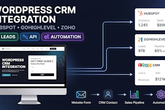 integrate wordpress with hubspot, gohighlevel, zoho and other CRM