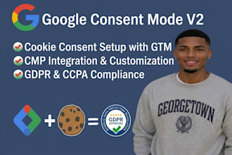 setup google consent mode v2, cookie consent banner with GTM