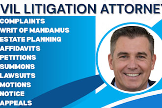 be your civil lawyer for defamation, motions, complaints and lawsuits