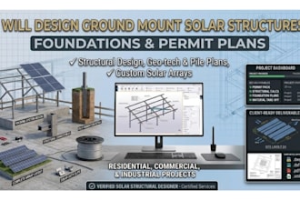 design ground mount solar structures, foundation and permit plans
