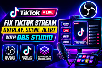 fix tiktok stream, tikkok overlay, alert scene with obs studio