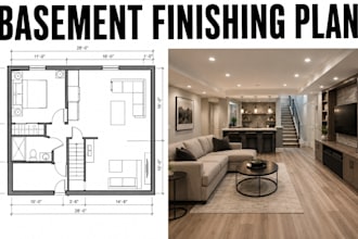 design basement finishing floor plans construction residential blueprint cad