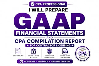 prepare gaap financial statements and CPA compilation for contractor license