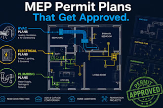 create residential mep, hvac electrical plumbing design, permit plans