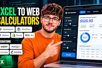 convert excel spreadsheet to web app or online calculator