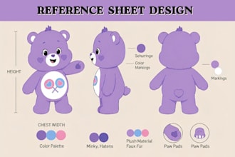 design custom plush reference sheet kawaii plushie toy stuffed animal tech pack