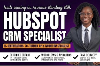 set up hubspot CRM, build leads, hubspot sales funnels, workflows automation