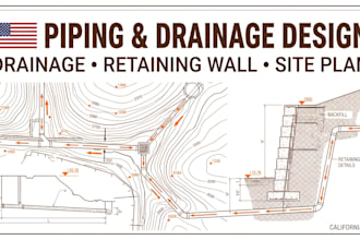 piping layout and drainage plan , drainage and retaining wall california utah