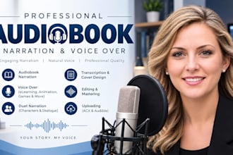 narrate and edit audiobook to audible, acx audiobook narrator, female voiceover