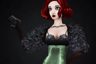 model female psx character design, low poly game character in retro style, n64
