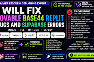 fix lovable base44 replit bugs and supabase errors