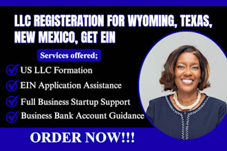 do llc registration and obtain ein number for wyoming, texas and new mexico