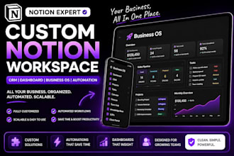 build custom notion CRM, dashboard, workspace and business os