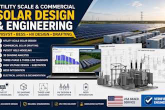 utility scale commercial solar drafting pvsyst bess and hv design