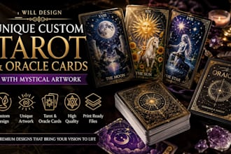 design unique custom tarot and oracle cards with mystical artwork