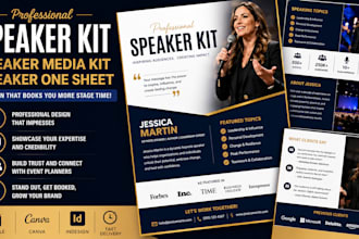 design a keynote speaker kit, media kit, and professional speaker one sheet