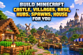 build minecraft castle, villages, base, hubs, spawns, house for you