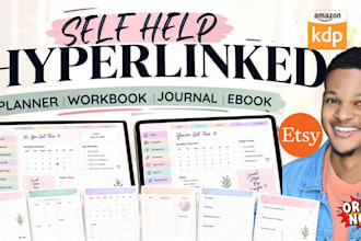 ghostwrite self help ebook edit hyperlinked planner etsy journal, canva workbook