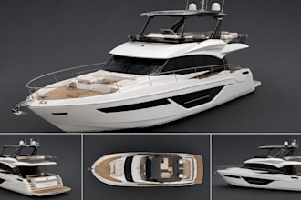 create 3d boat model, 3d yacht design, 3d ship model, 3d marine vessels render
