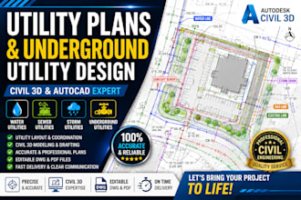design utility plans, underground utilities, civil 3d and autocad