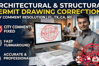 architectural structural permit drawing city comment correction for fl tx ca ny