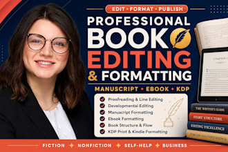 book editing and formatting, manuscript formatting and developmental book editor