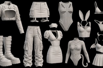 make 3d clothing models, streetwear garments,
