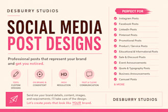 design social media posts for instagram, facebook, pinterest and linkedin