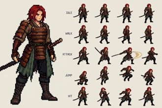 pixel art animation pixel art sprite sheet pixel character design game asset rpg