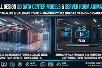design 3d data center models and server room 3d animation walkthrough