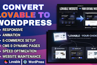 convert lovable ai replit to wordpress, webflow, wix and wordpress maintenance