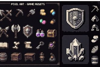 design pixel art item icon, pixel art logo, props, asset