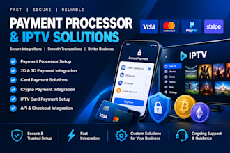 setup payment processor, 2d, 3d crypto payment processor, iptv card payment