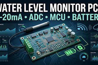 design water level monitor pcb with 4 20ma sensor, adc, mcu and battery