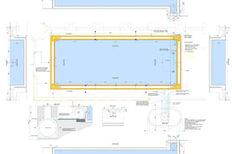 review stamp swimming pool plan pool design for city permit, cad drawing
