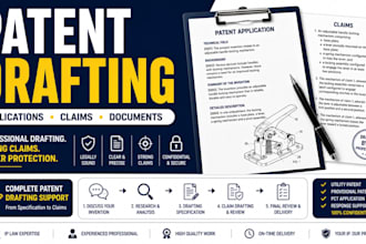 draft and review patent applications, claims and patent documents, patent filing