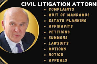 be your lawyer or paralegal for civil lawsuits, divorce