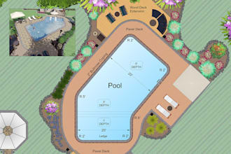 review stamp swimming pool plan pool design for city permit, cad drawing